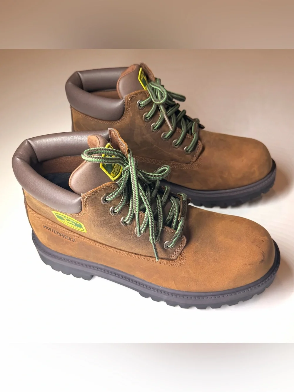 John Deere Men's Sergeants - Dozer Brown Leather Work Boots Size- 8.5